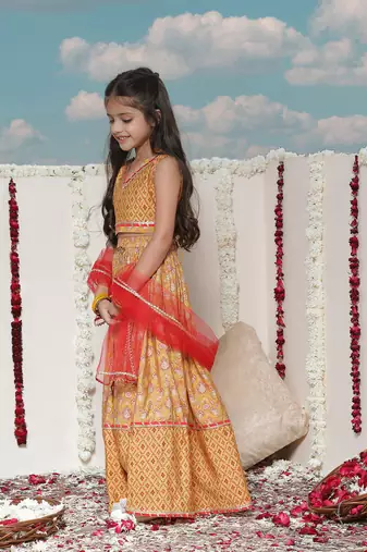  girls' mustard lehenga set