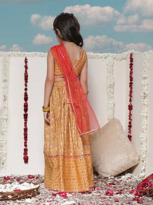  girls' mustard lehenga set 3