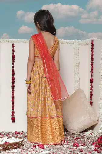  girls' mustard lehenga set