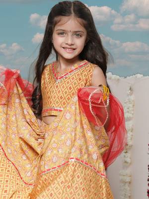  girls' mustard lehenga set 4