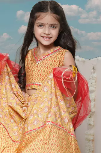  girls' mustard lehenga set