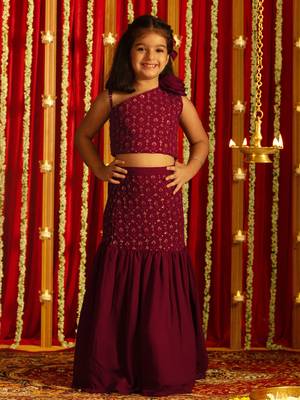  girls' wine lehenga set 1