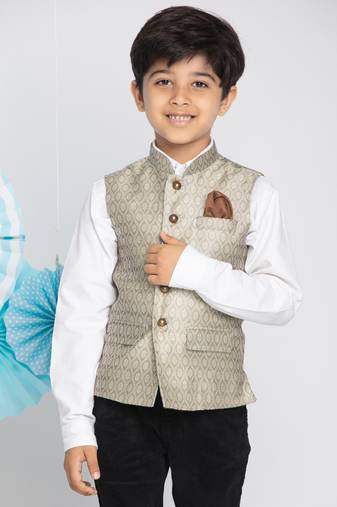  boys' beige nehru jacket