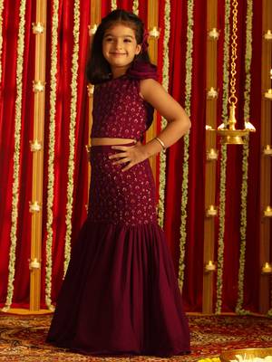  girls' wine lehenga set 2