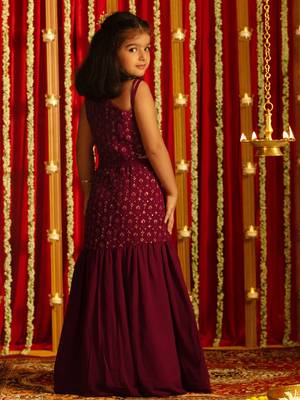  girls' wine lehenga set 3