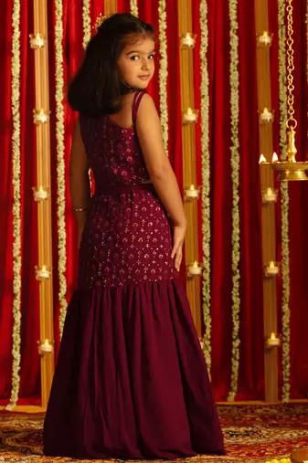  girls' wine lehenga set