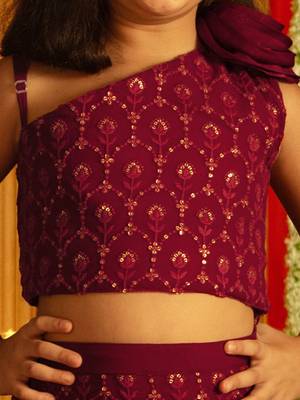  girls' wine lehenga set 4