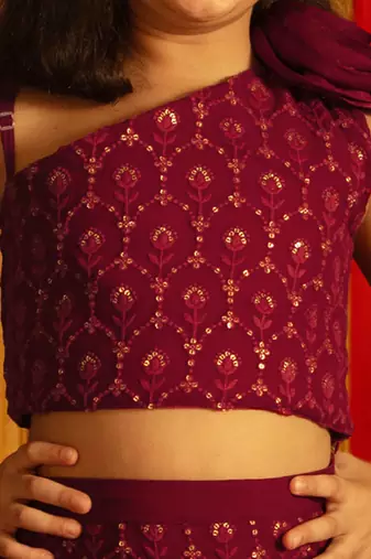 girls' wine lehenga set