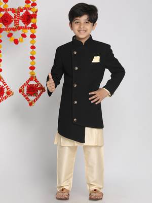 black and cream indowestern set 1
