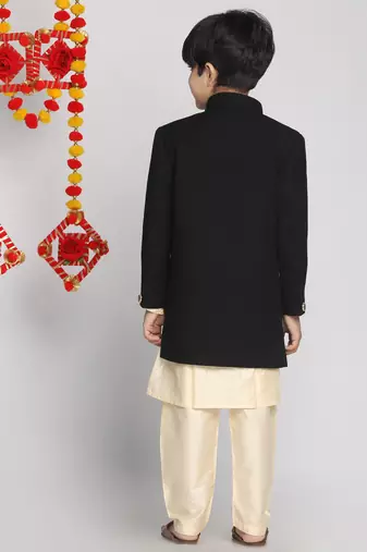 black and cream indowestern set