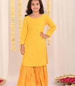 girls' yellow kurta and sharara set