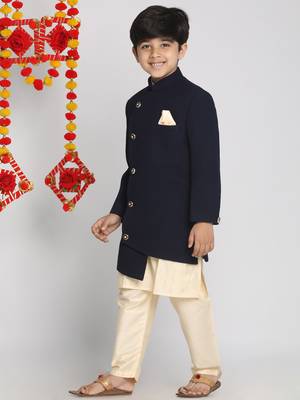 navy blue and cream indowestern set 2