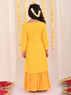  girls' yellow kurta and sharara set 3