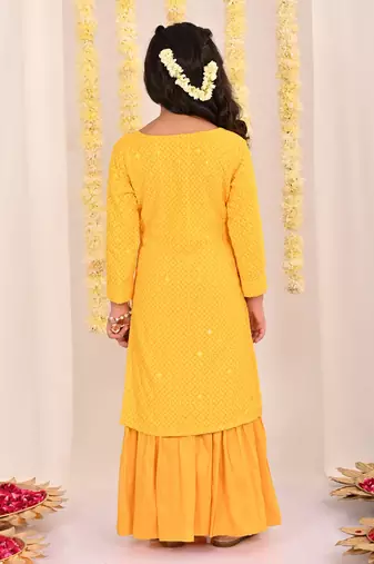  girls' yellow kurta and sharara set