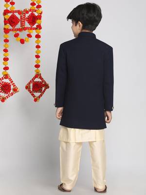navy blue and cream indowestern set 3