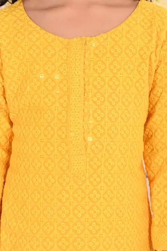  girls' yellow kurta and sharara set