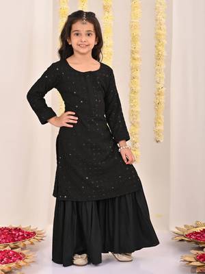  girls' black kurta and sharara set 1