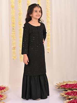  girls' black kurta and sharara set 2