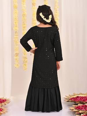 girls' black kurta and sharara set 3