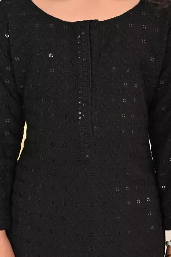  girls' black kurta and sharara set