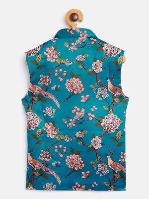 multicolored-base-turquoise nehru jacket 2