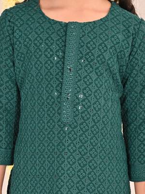  girls' green kurta and sharara set 4