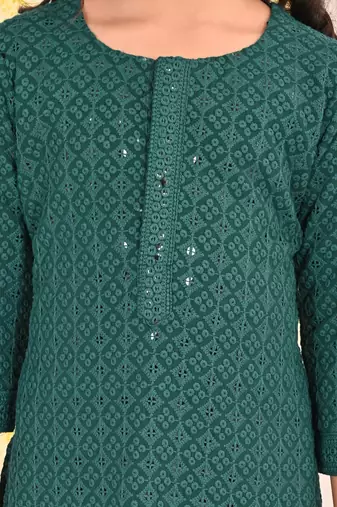  girls' green kurta and sharara set