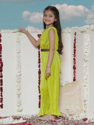  girls' green jumpsuit 2