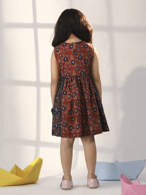  girls' rust and navy blue dress 3