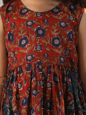  girls' rust and navy blue dress 4