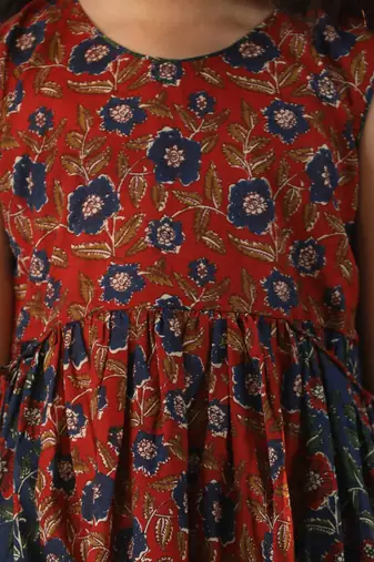  girls' rust and navy blue dress
