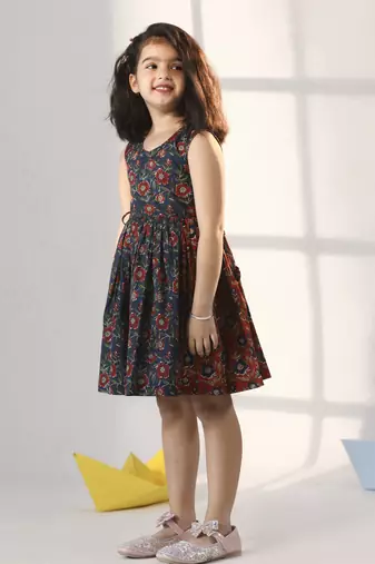  girls' rust and navy blue dress