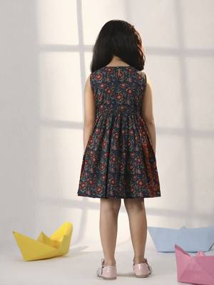  girls' rust and navy blue dress 3