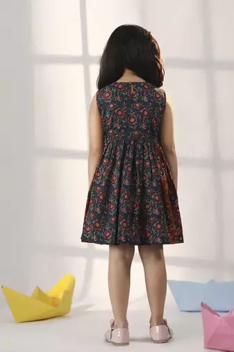 girls' rust and navy blue dress