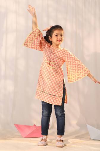  girls' peach only kurta