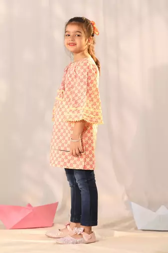  girls' peach only kurta