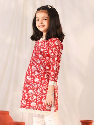  girls' red only kurta 2
