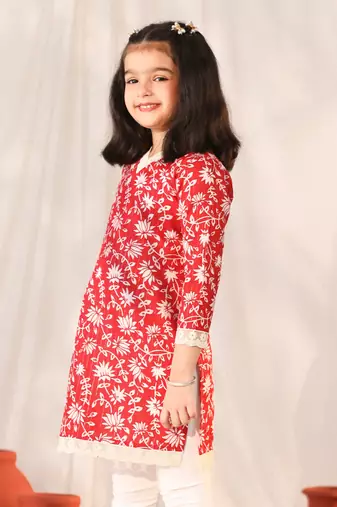  girls' red only kurta