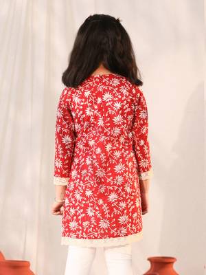  girls' red only kurta 3