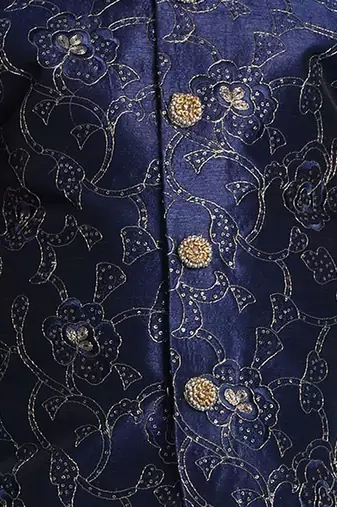 maroon, navy blue and rose gold jacket, kurta and dhoti set