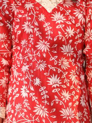  girls' red kurta leggings set 4