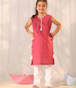  girls' pink kurta leggings set