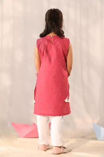  girls' pink kurta leggings set