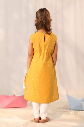  girls' mustard kurta leggings set