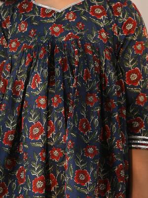  girls' navy blue and rust kurta palazzo set 4