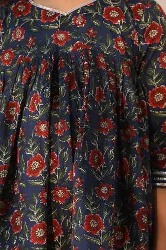  girls' navy blue and rust kurta palazzo set