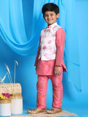 peach jacket, kurta and pyjama set 2