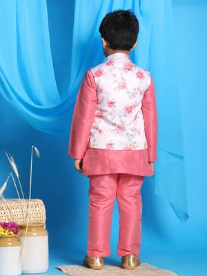 peach jacket, kurta and pyjama set 3