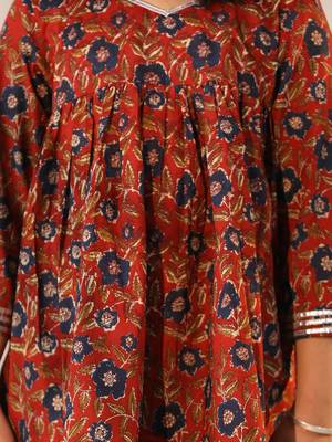  girls' navy blue and rust kurta palazzo set 4