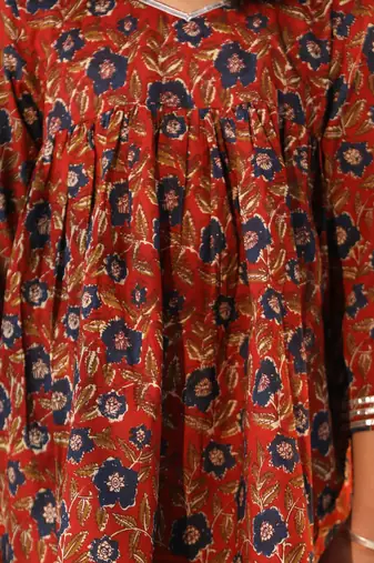  girls' navy blue and rust kurta palazzo set